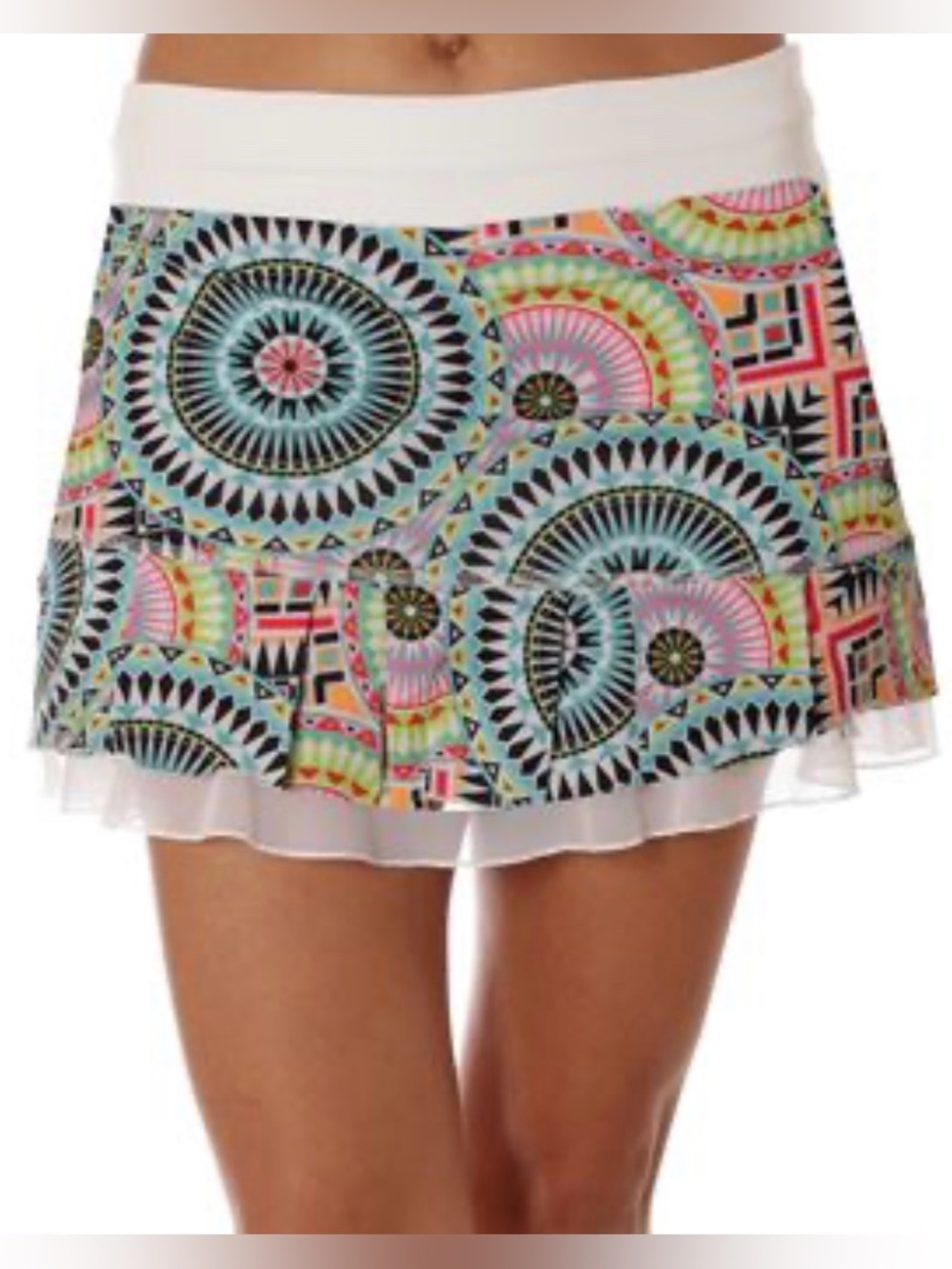 Sofibella UV Doubles 13 Inch Tennis Skirt ~ Sz XS ~ Medallion Print ~ Ruffle